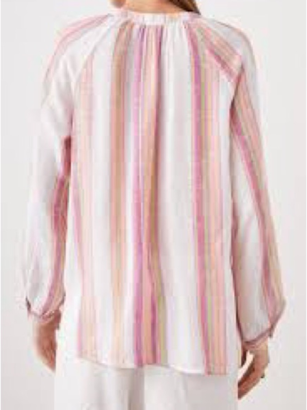Rails White Top with Pink and Tan Stripes